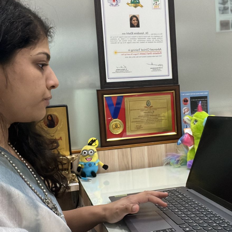 Dr Anushree attending a webinar for staying current in the field of Pediatric Dentistry