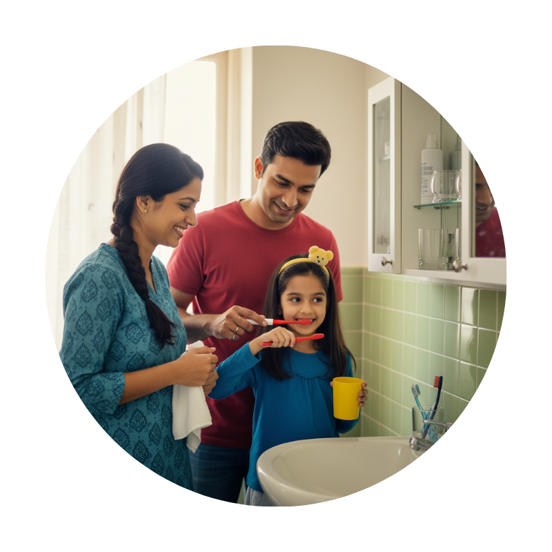 Brushing technique in kinds for at home care